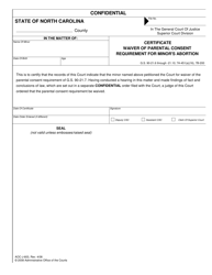 Document preview: Form AOC-J-603 Certificate Waiver of Parental Consent Requirement for Minor's Abortion - North Carolina