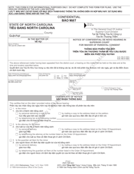 Form AOC-J-604 Notice of Confidential De Novo Hearing in Superior Court for Waiver of Parental Consent - North Carolina (English/Vietnamese)