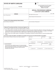 Document preview: Form AOC-SP-100 Special Proceedings Summons - North Carolina