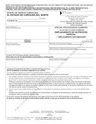 Form AOC-SP-100 Special Proceedings Summons - North Carolina (English/Spanish)