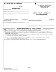 Document preview: Form AOC-SP-198 Motion for Appointment of Interim Guardian - North Carolina