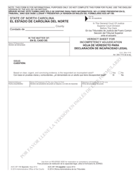 Form AOC-SP-199 Verdict Sheet for Incompetency Adjudication; Verdict Sheet for Restoration to Competency - North Carolina (English/Spanish)