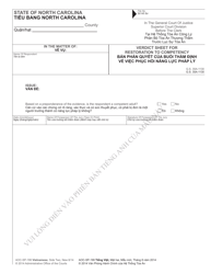 Form AOC-SP-199 Verdict Sheet for Incompetency Adjudication - North Carolina (English/Vietnamese), Page 2
