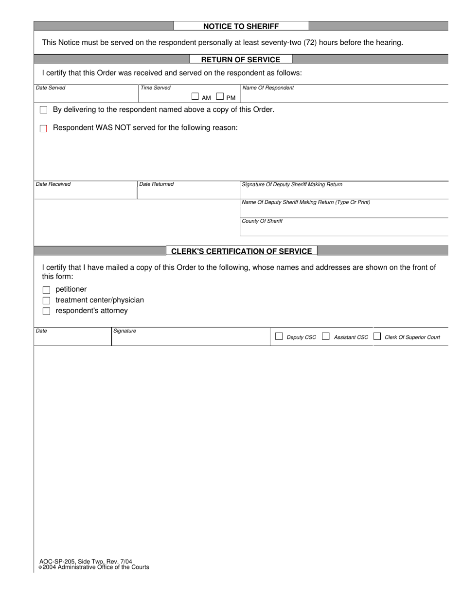 Form AOC-SP-205 - Fill Out, Sign Online and Download Fillable PDF ...