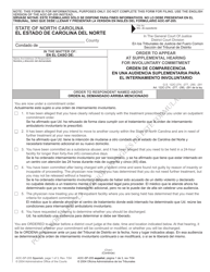 Document preview: Form AOC-SP-205 Order to Appear at Supplemental Hearing for Involuntary Commitment - North Carolina (English/Spanish)
