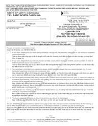 Document preview: Form AOC-SP-205 Order to Appear at Supplemental Hearing for Involuntary Commitment - North Carolina (English/Vietnamese)