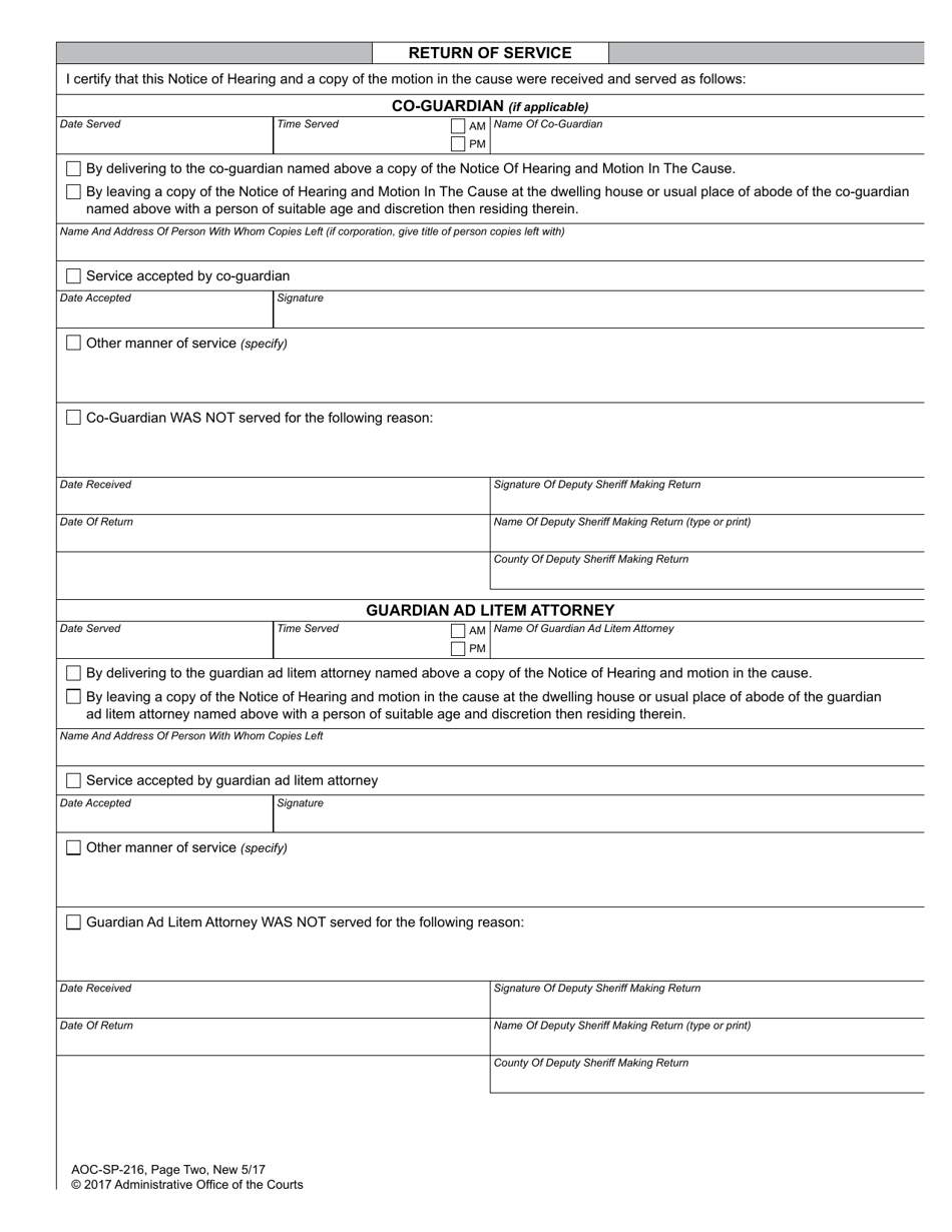 Form AOC-SP-216 - Fill Out, Sign Online and Download Fillable PDF ...