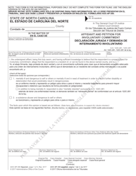 Form AOC-SP-300 Affidavit and Petition for Involuntary Commitment - North Carolina (English/Spanish)
