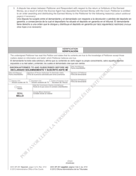 Form AOC-SP-261 Petition to Recover Disputed Monies - North Carolina (English/Spanish), Page 2