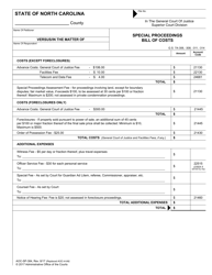 Document preview: Form AOC-SP-384 Special Proceedings Bill of Costs - North Carolina