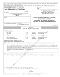 Form AOC-SP-306 Involuntary Commitment Order - Substance Abuser - North Carolina (English/Vietnamese)