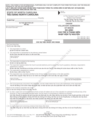 Form AOC-SP-913M Order Voluntary Admission of Minor - North Carolina (English/Vietnamese)