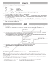Form AOC-SP-913M Order Voluntary Admission of Minor - North Carolina (English/Vietnamese), Page 2