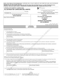 Form AOC-SP-913 Order Voluntary Admission of Minor - North Carolina (English/Spanish)