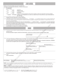 Form AOC-SP-913 Order Voluntary Admission of Minor - North Carolina (English/Spanish), Page 2