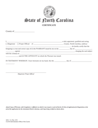 Document preview: Form GOV.1-A Certificate (Of Magistrate) - North Carolina