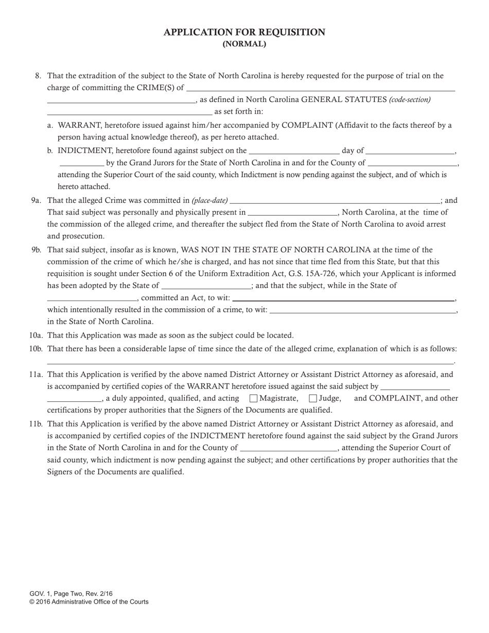 Form GOV.1 - Fill Out, Sign Online and Download Fillable PDF, North ...