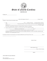 Document preview: Form GOV.1-C Certificate (To Be Used With Indictment) - North Carolina