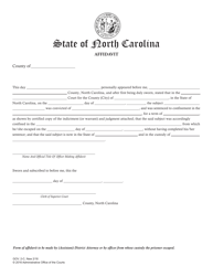 Document preview: Form GOV.2-C Affidavit (To Be Used for Escapee) - North Carolina