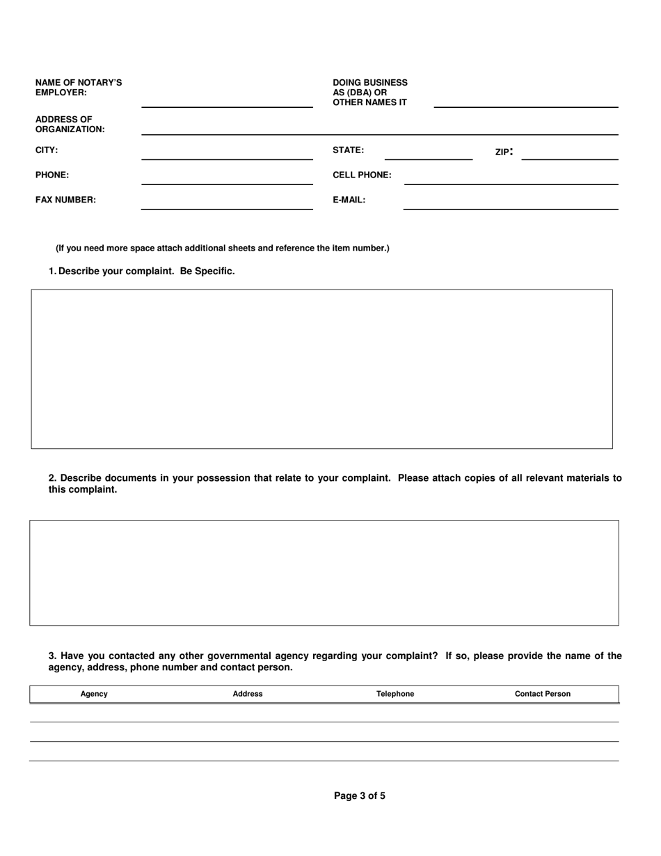 North Carolina Mortgage Fraud Notary Complaint Form - Fill Out, Sign ...