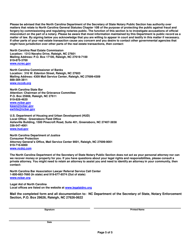 Mortgage Fraud Notary Complaint Form - North Carolina, Page 5
