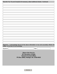Tip and Complaint Form - North Carolina, Page 2