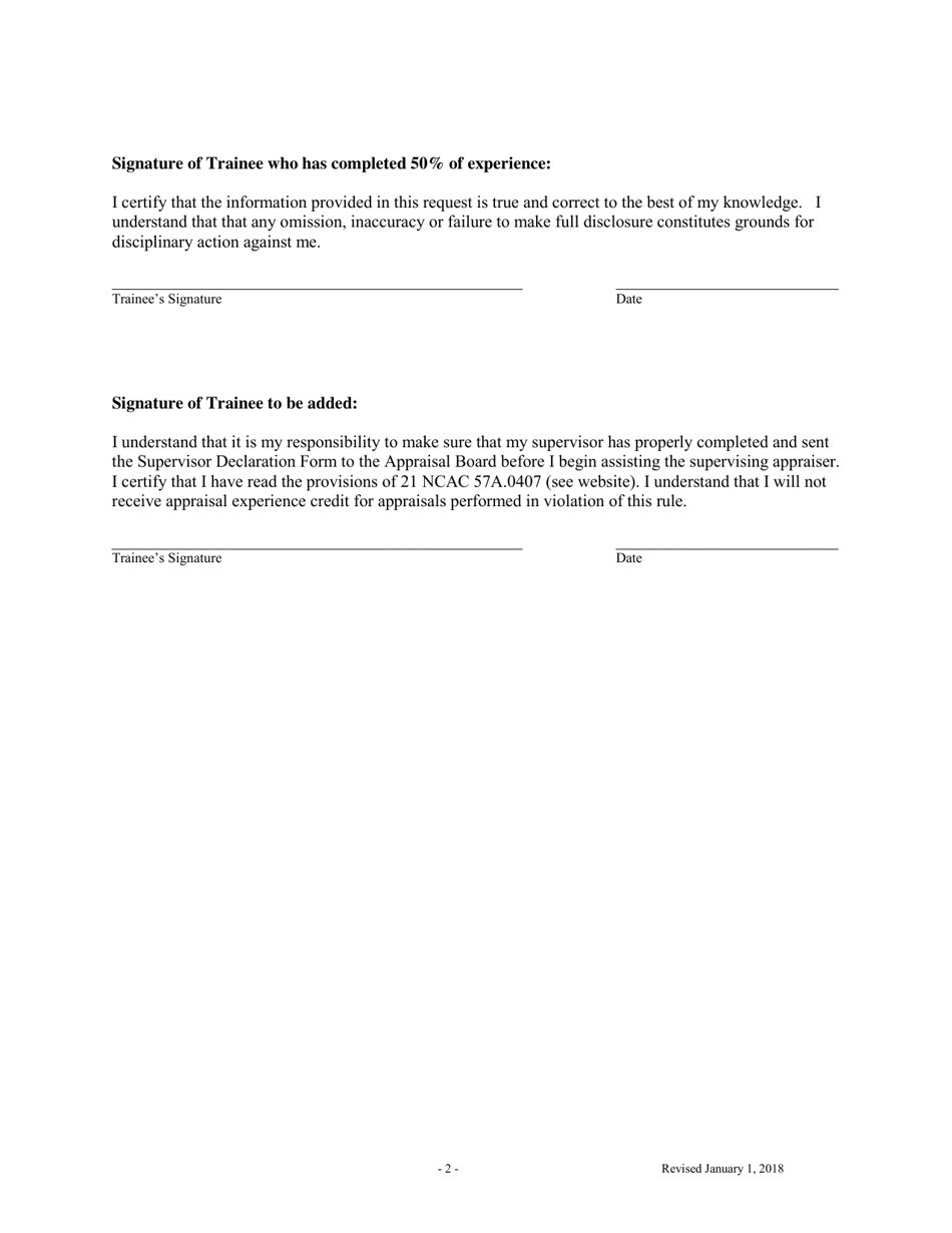 Certified Residential Appraisers Request to Add a Third Trainee - North Carolina, Page 2