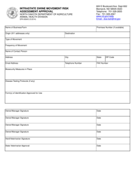 Document preview: Form SFN60643 Intrastate Swine Movement Risk Assessment Approval - North Dakota