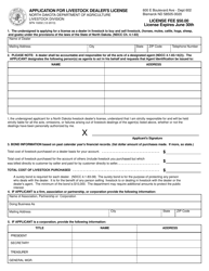 Form SFN10202 Application for Livestock Dealer&#039;s License - North Dakota