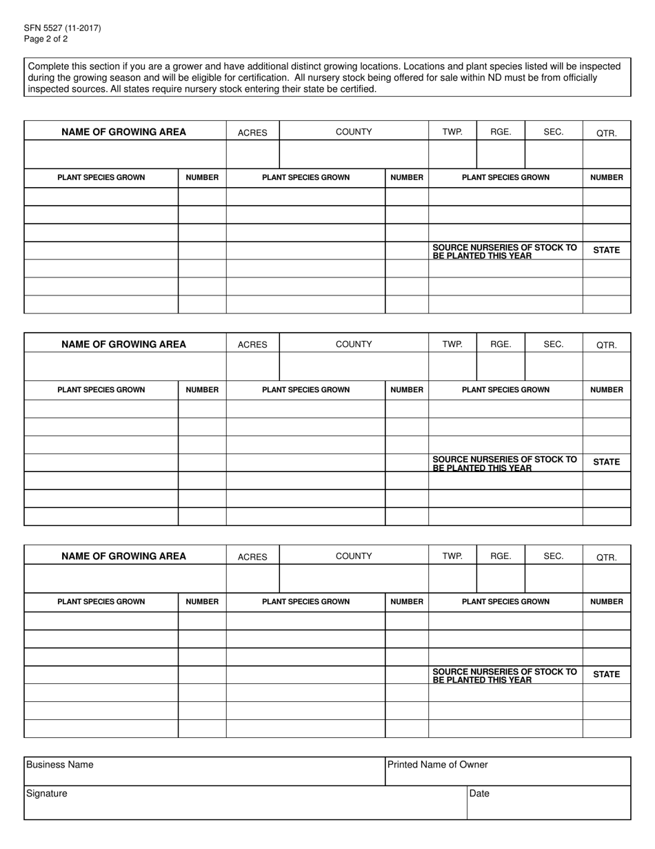 Form SFN5527 Application for Nursery License - North Dakota, Page 2