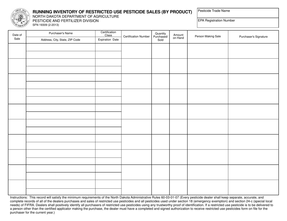 Form SFN19309 - Fill Out, Sign Online and Download Fillable PDF, North ...