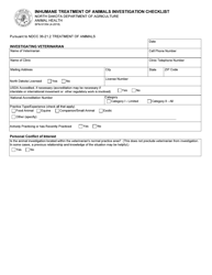 Document preview: Form SFN61354 Inhumane Treatment of Animals Investigation Checklist - North Dakota