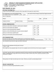 Form SFN61569 Specialty Crop Season Extension Grant Application - North Dakota