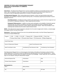 Form SFN59510 &quot;Centers of Excellence Disbursement Request&quot; - North Dakota