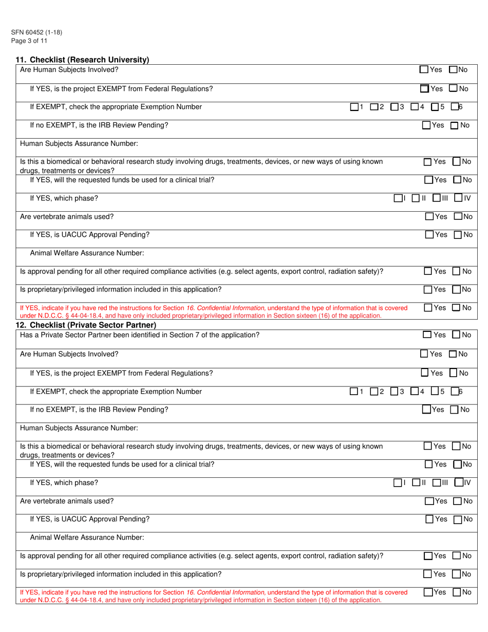 Form SFN60452 Research North Dakota Application - North Dakota, Page 3