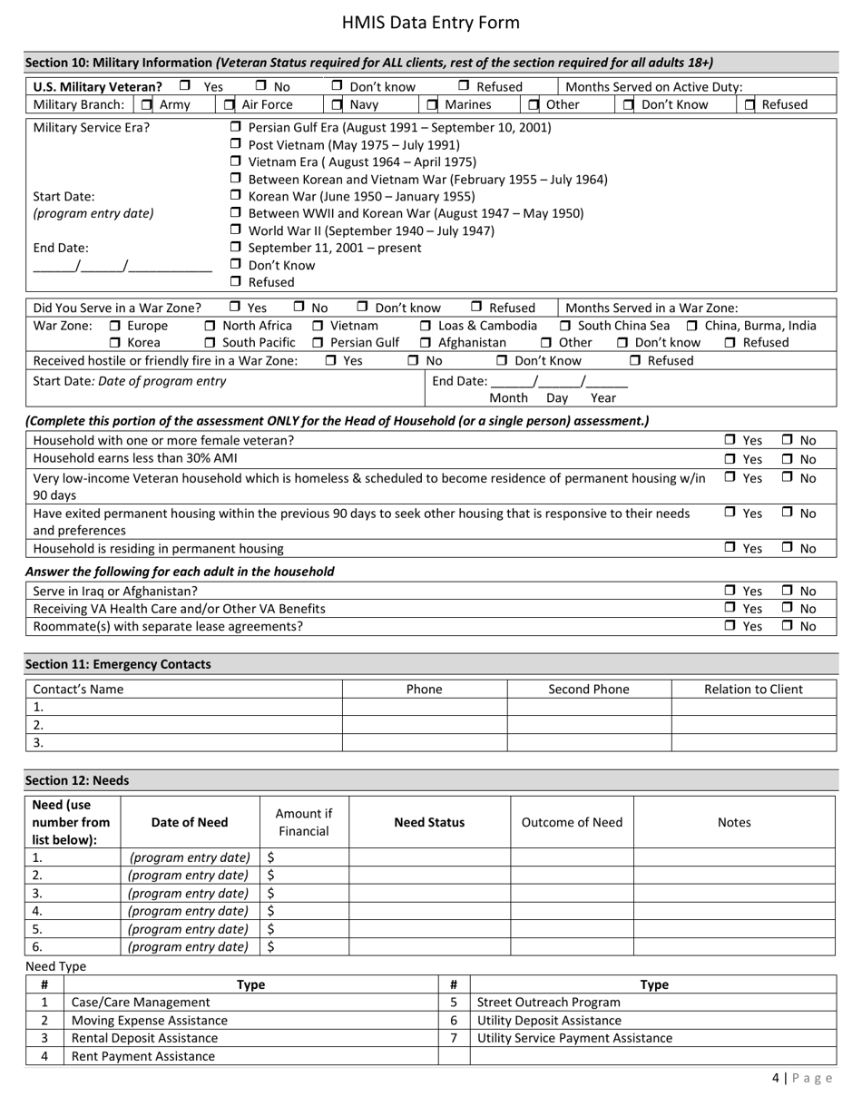 North Dakota Hmis Data Entry Form - Fill Out, Sign Online and Download ...