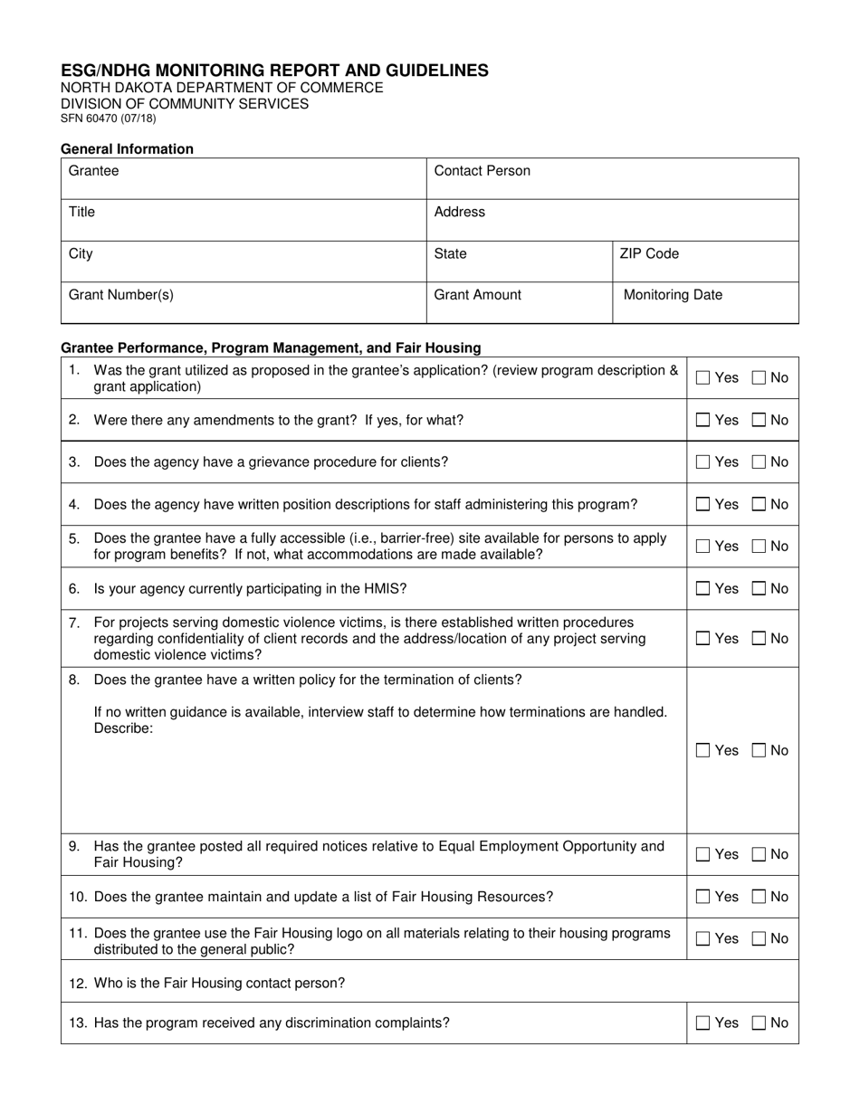 Form SFN60470 - Fill Out, Sign Online and Download Fillable PDF, North ...