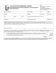 Form SFN6075A &quot;Application for Nonresident Licenses&quot; - North Dakota