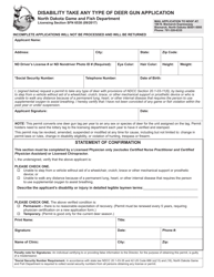 Document preview: Form SFN6538 Disability Take Any Type of Deer Gun Application - North Dakota