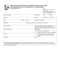 Form SFN6089 &quot;Application for Buying, Shipping and Selling Furs&quot; - North Dakota