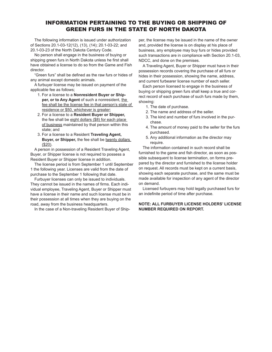Form SFN6089 Application for Buying, Shipping and Selling Furs - North Dakota, Page 2