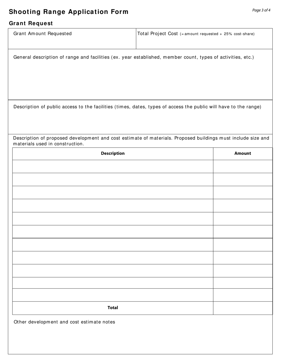 Firearm and Archery Shooting Range Grant Application Form - North Dakota, Page 3