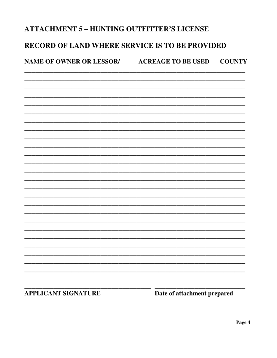 Form SFN6068 Application for Resident / Non Resident Outfitter / Guide License - North Dakota, Page 4