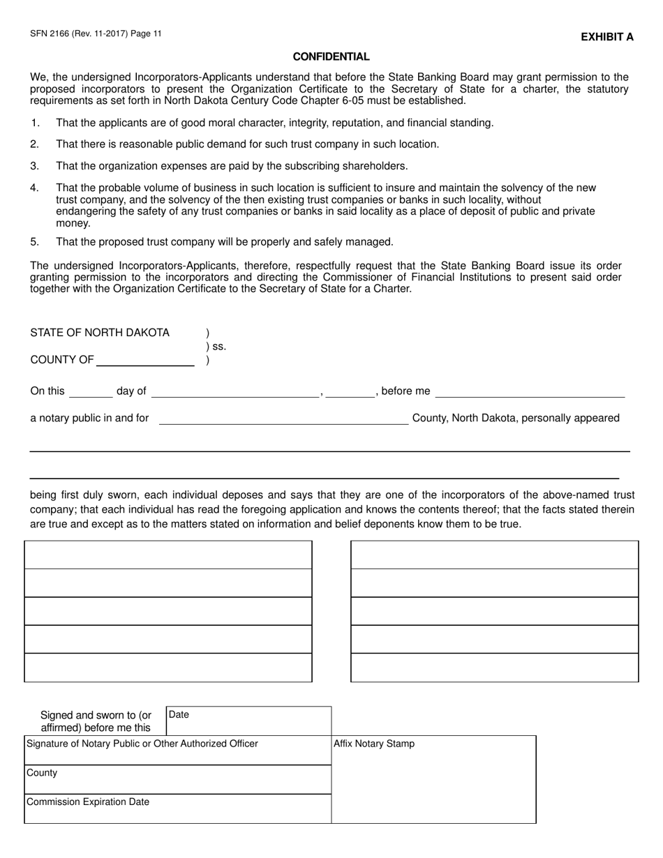 Form SFN2166 Trust Company Application - North Dakota, Page 11