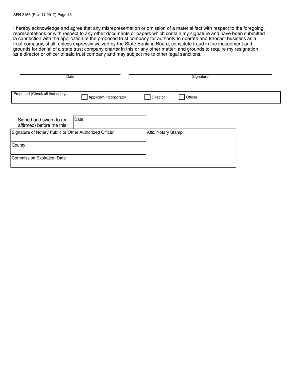 Form SFN2166 Trust Company Application - North Dakota, Page 13