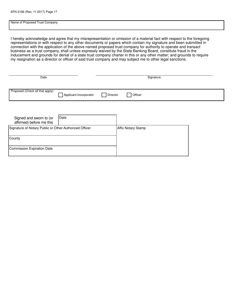 Form SFN2166 Trust Company Application - North Dakota, Page 17