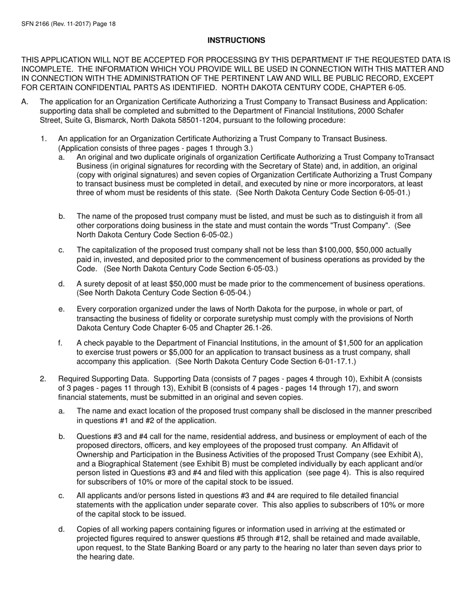Form SFN2166 Trust Company Application - North Dakota, Page 18
