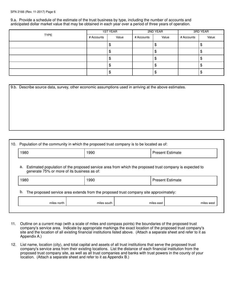 Form SFN2166 Trust Company Application - North Dakota, Page 6