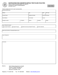 Document preview: Form SFN54097 Notification for Concrete/Asphalt Recycling Facilities - North Dakota