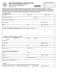 Document preview: Form SFN58980 Inert Waste Beneficial Use Application - North Dakota